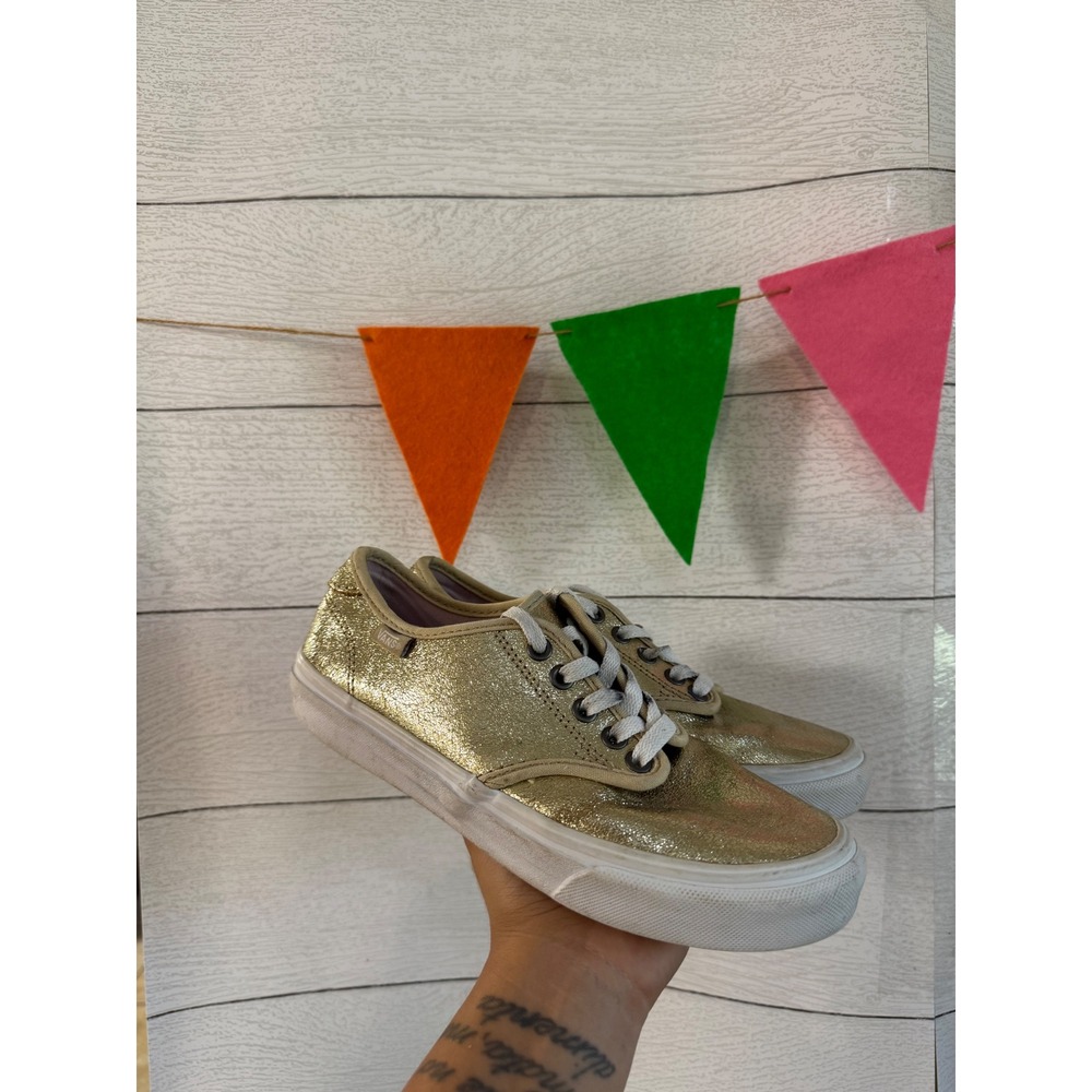Vans Authentic Metallic Gold Glitter Low Top Sneakers Womens 6.5